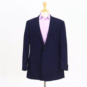 Lands' End 46L Navy Blazer Sport Coat Jacket 2-Button Solid T490